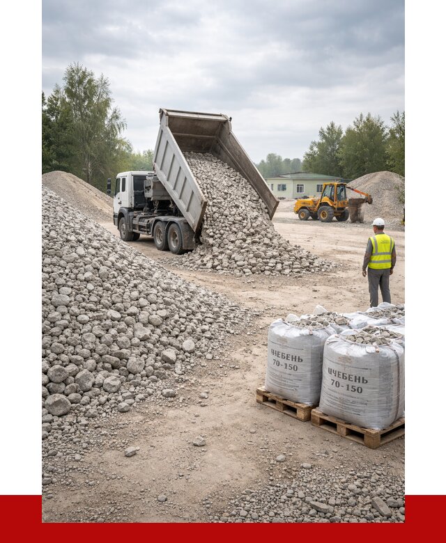 Известняковый щебень фракция 70-150 в Бийске от 1298 р. | ПРОНЕРУДБск