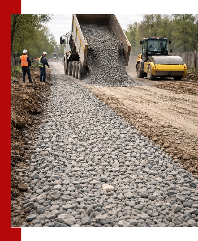Доставка щебня для отсыпки дорог в Бийске высокого качества