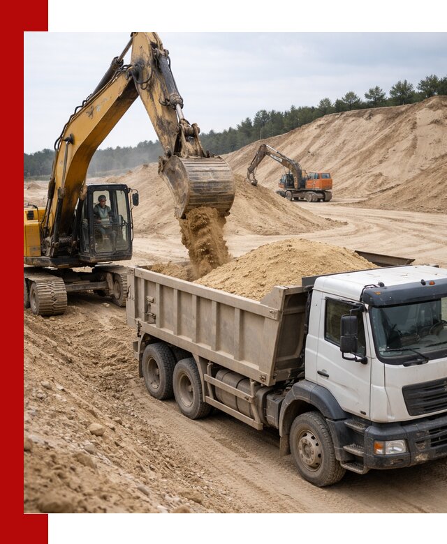 Доставка карьерного песка с самосвалами и разгрузкой в Бийске