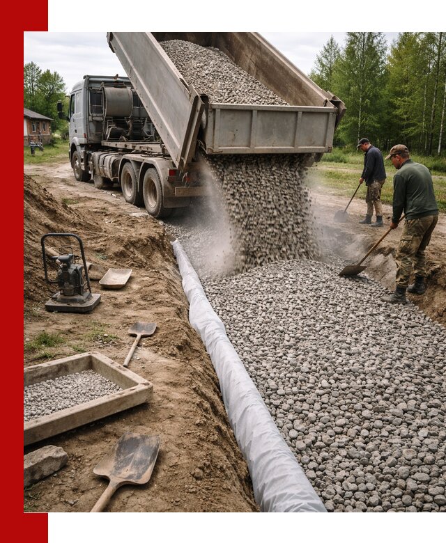 Гравий для дренажа с доставкой в Бийске качественный и недорогой