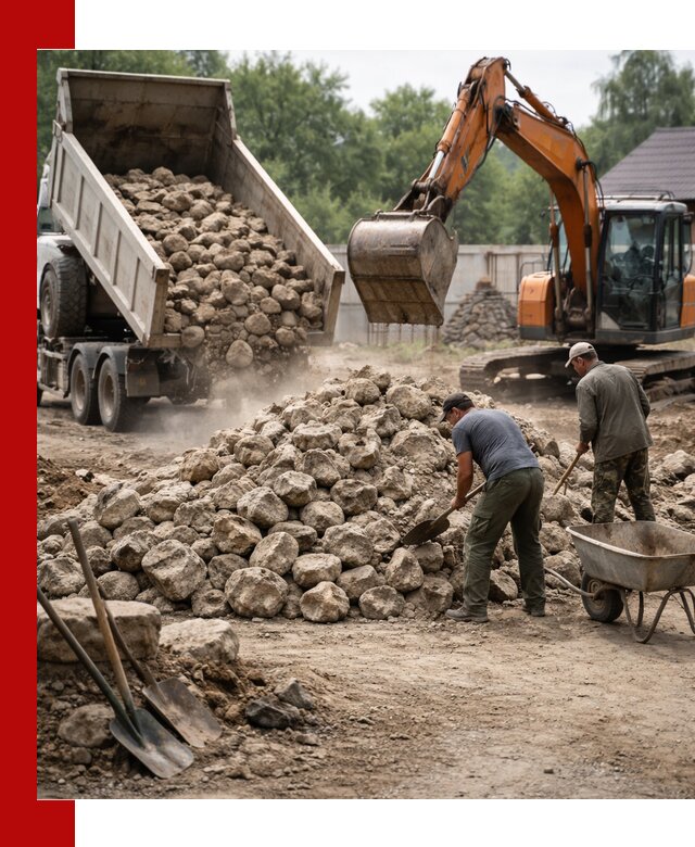 Доставка и разгрузка бутового камня в Бийске