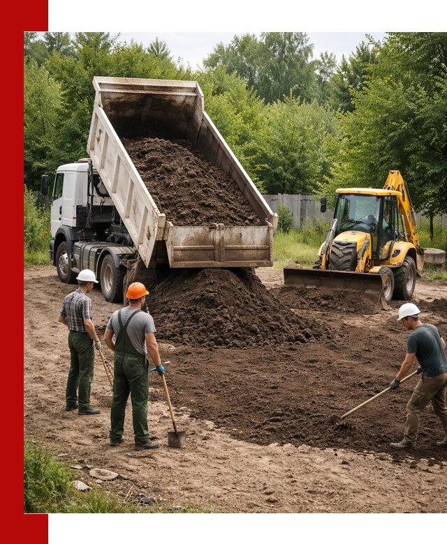 Доставка и укладка грунта для выравнивания участка в Бийске