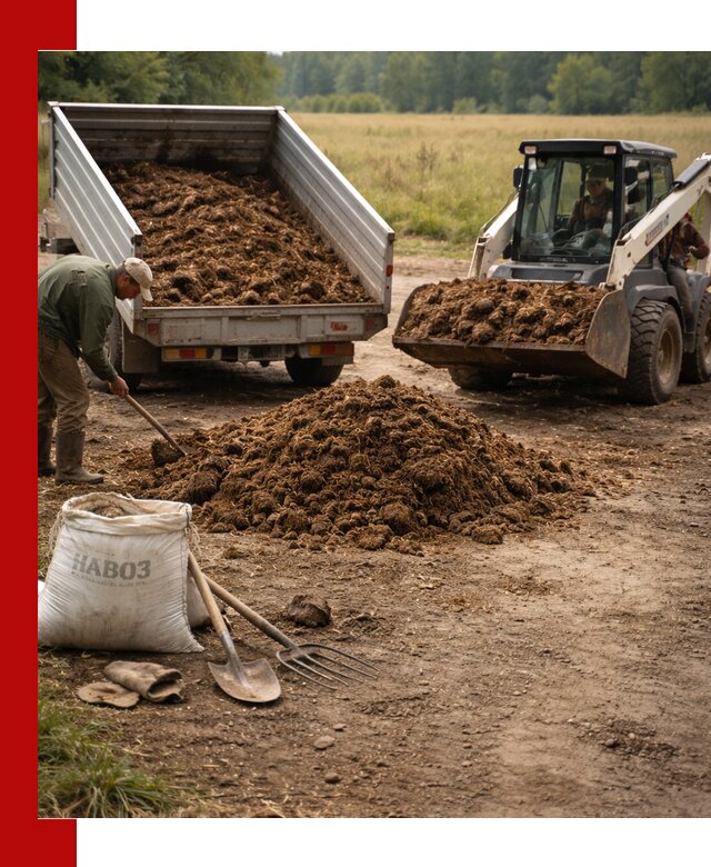 Доставка конского навоза в Бийске с разгрузкой и доставкой на объект