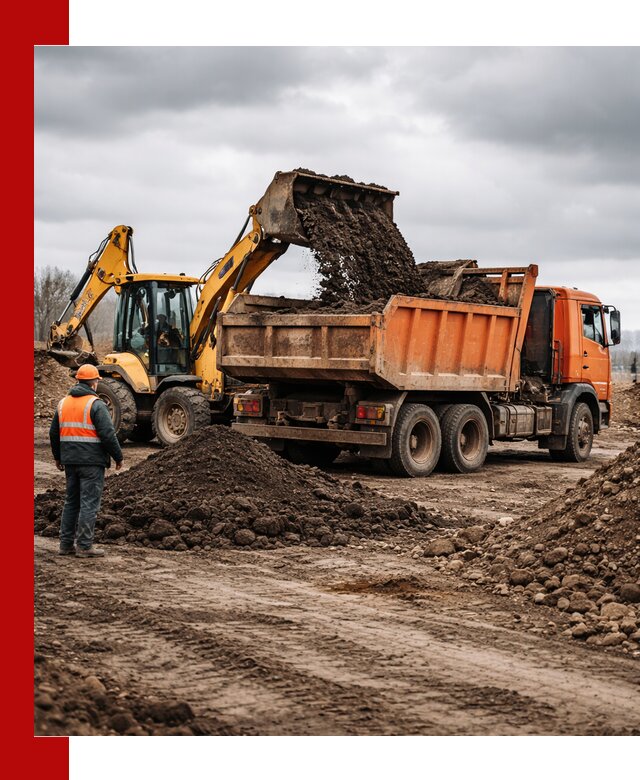 Вывоз грунта и строительного мусора в Бийске грузовыми самосвалами