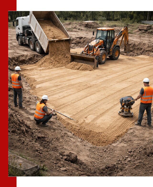 Устройство песчаной подушки для фундаментов и дорог в Бийске